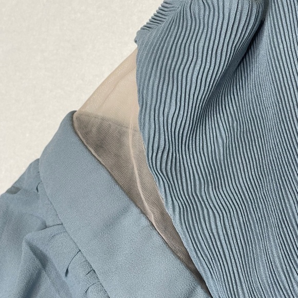 Lulu’s Lovely Endings Dusty Blue One-Shoulder Pleated Maxi Dress‎ Dusty Blue 1X - Picture 10 of 12